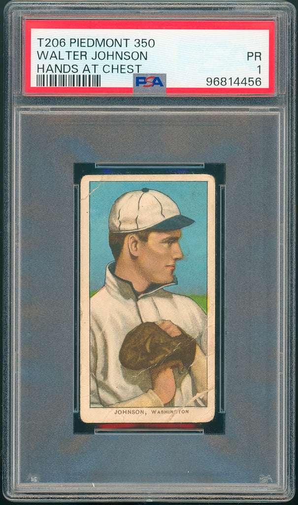 1909-11 T206 Walter Johnson Hands at Chest (Piedmont 350) PSA 1 (Poor)