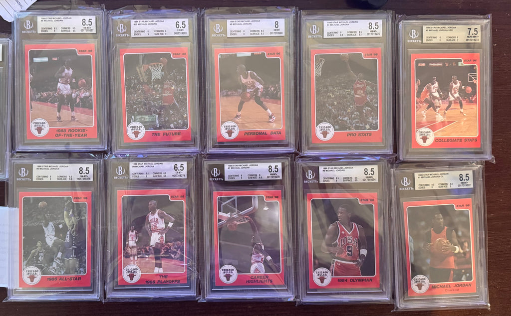 1986 Star Basketball Michael Jordan 10 Card Set BGS Graded