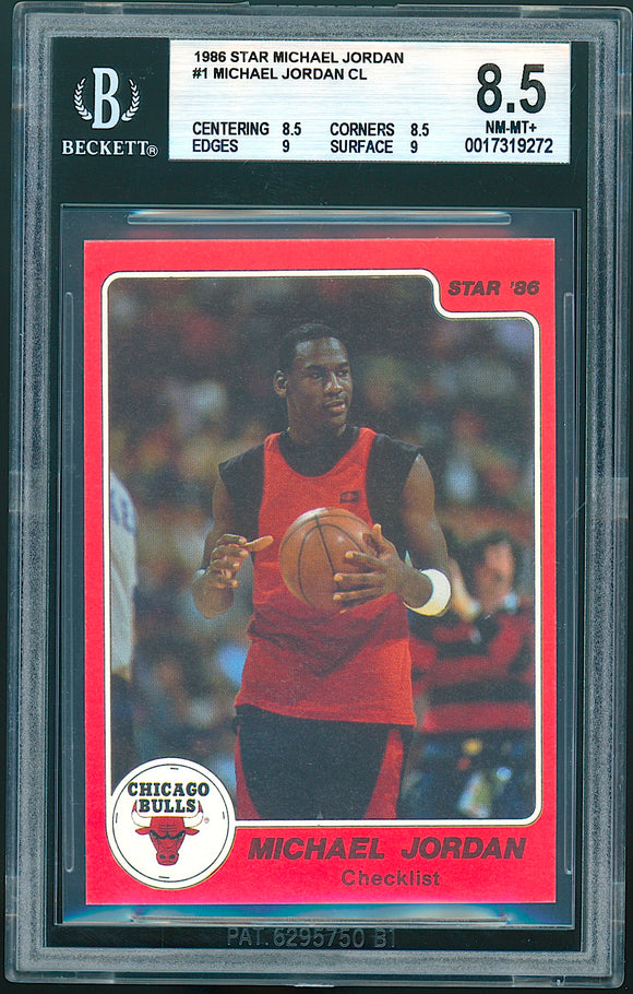 1986 Star Basketball Michael Jordan Checklist #1 BGS 8.5