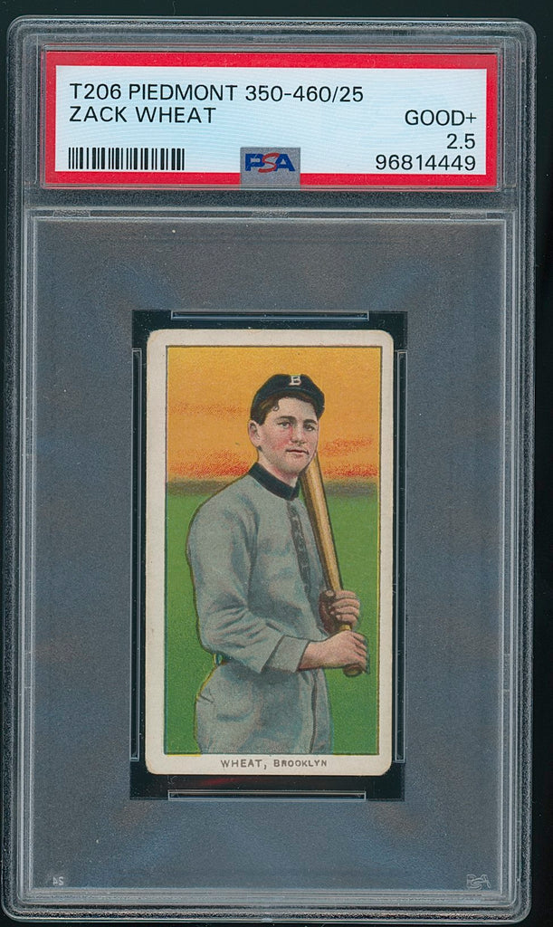 1909-11 T206 Zack Wheat HOF (Piedmont 350-460/25) PSA 2.5 (Good+)