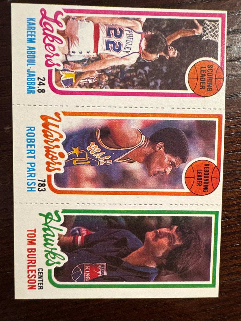 1980-81 Topps Basketball Kareem Abdul Jabbar, Robert Parish, Burleson 126/93/132 -NM