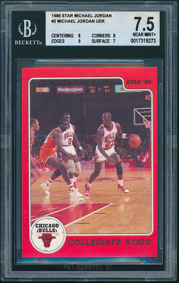 1986 Star Basketball Michael Jordan Collegiate Stats #2 BGS 7.5