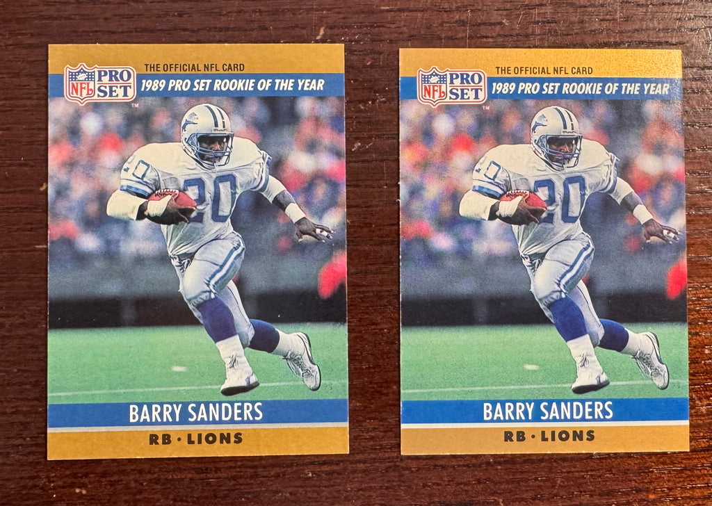 1990 Pro Set Barry Sanders #1 - two card lot - Mint