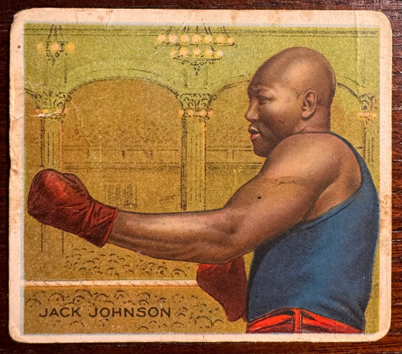 1910 T218 Champions Side View Hassan Cigarettes - Jack Johnson Prize Fighter - Fair Condition