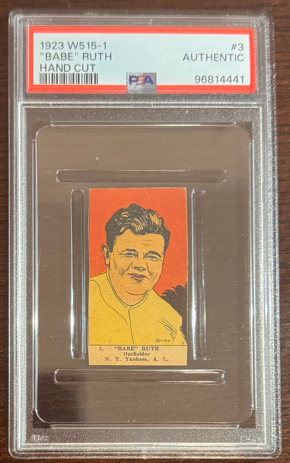 1923 W515–1 Babe Ruth Strip Card #3 PSA Authentic