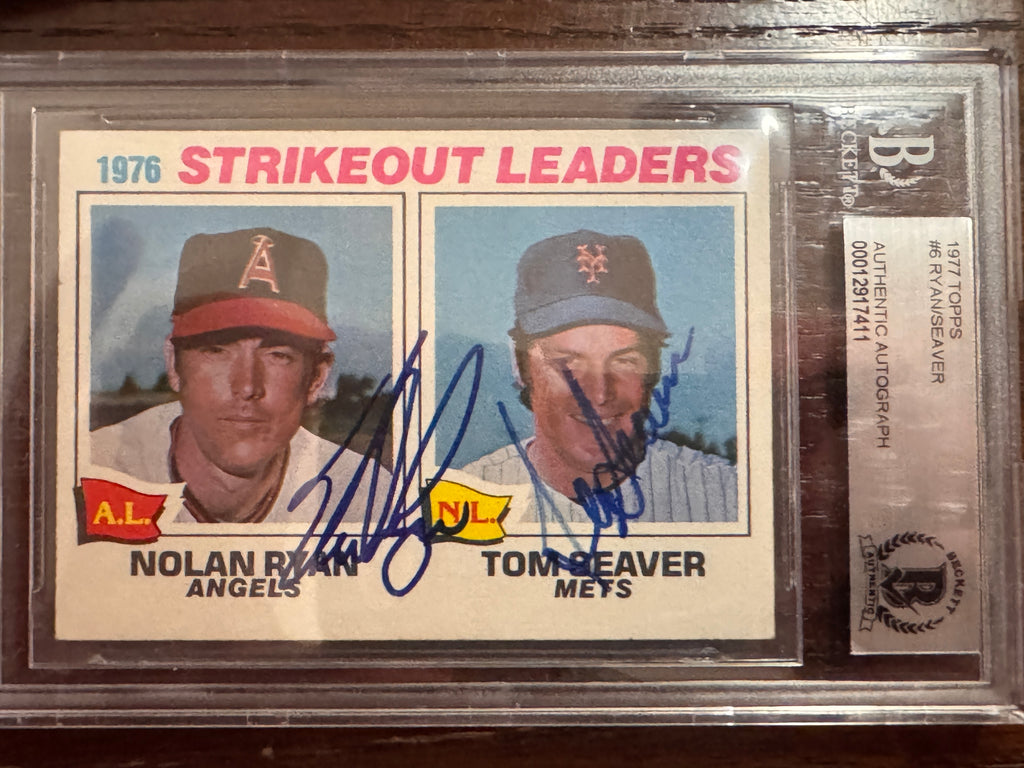 1977 Topps Strikeout Leaders - Nolan Ryan/Tom Seaver Autographed - Beckett Authenticated