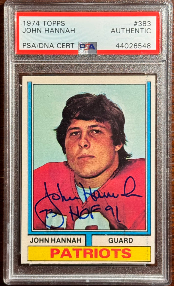 1974 Topps John Hannah RC #383 Autograph - PSA Authentic