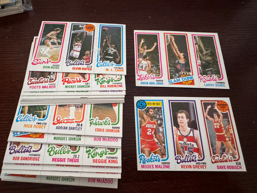 1980-81 Topps Basketball Lot (28) - stars and semi stars commons Kareem, Malone - pack fresh