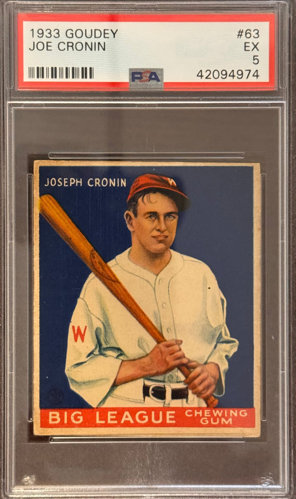 1933 Goudey Joe Cronin #63 - PSA 5 (EX)