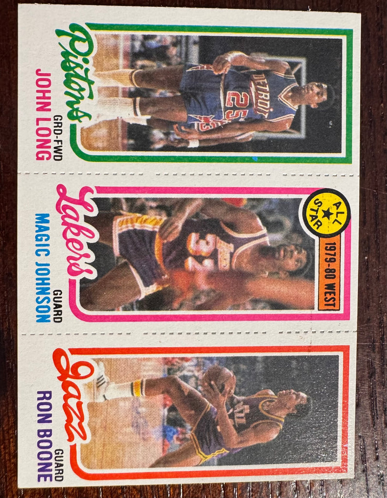1980-81 Topps Magic Johnson, Ron Boone, John Long - 237/18/188 RC - NM