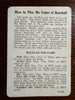 1913 National Game WG5 - Rules Card - RARE!