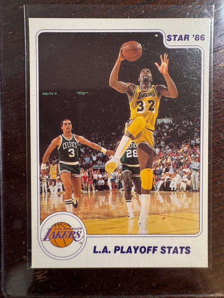 1985-86 Star Basketball Lakers Champions - Playoff Stats Magic #14 NM
